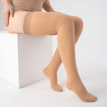 Чулки компрессионные с закрытым носком, класс компрессии 1, на широкое бедро, цвет бежевый, ТК.931 Evolution ТК.931.11W  Evolution